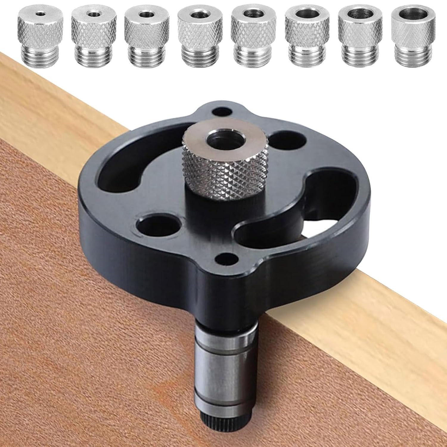 Woodworking Drill Hole Locator, Drill Set with 8 Different Diameters (3/4/5/6/7/8/9/10 mm), Woodworking Drilling Aid, Self-Centring Dowel Device Set, for Solid Wood, Hardol