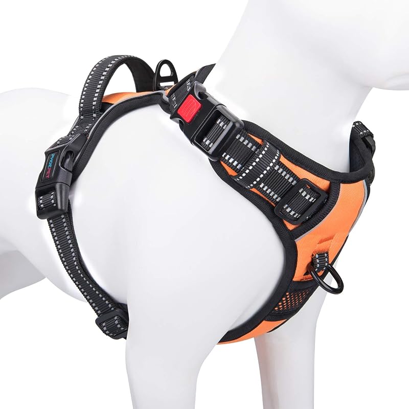 Peitoral para Cães PHOEPET com Malha Respirável e Material Refletivo Extra Small Orange