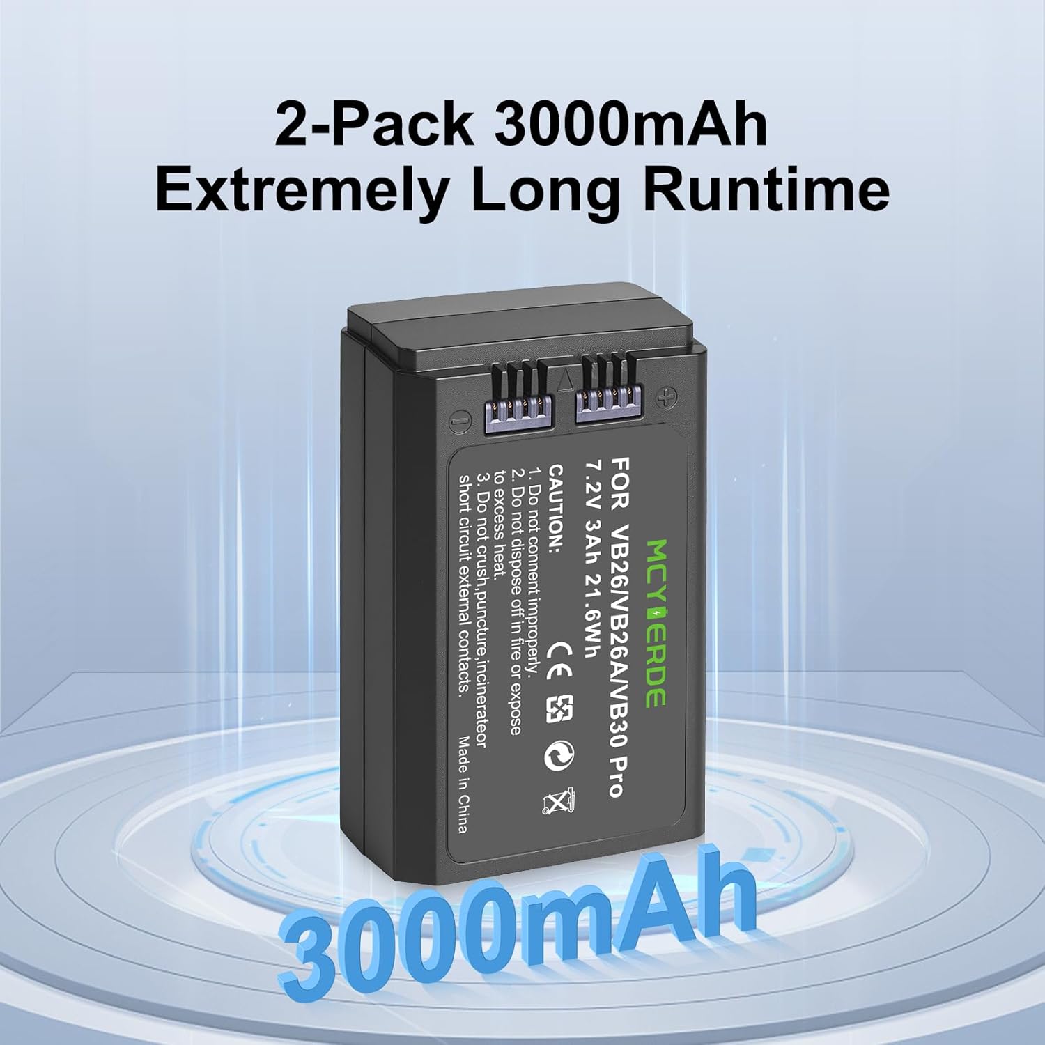 2-Pack VB26B/VB26A/VB26/VB30 Pro Replaceable Li-ion Battery Compatible with Godox V1/V860III/V850III Camera Flash