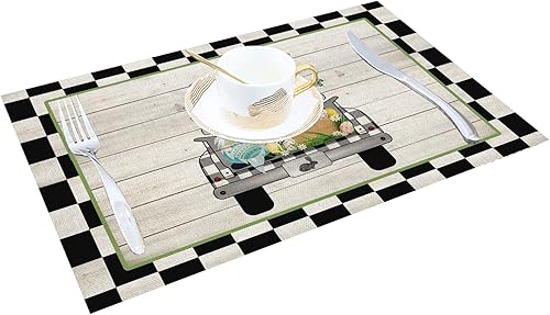 Vista 337 de Juego de 6 manteles individuales rojos para el día de San Valentín, diseño de corazón de San Valentín, resistentes al calor, lavables, manteles