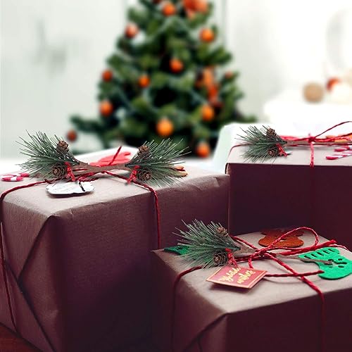 Miniatura 3 de 12 piezas de palillos artificiales de pino artificial, pequeños palillos de pino para arreglos florales de Navidad, coronas y festivales, decoración