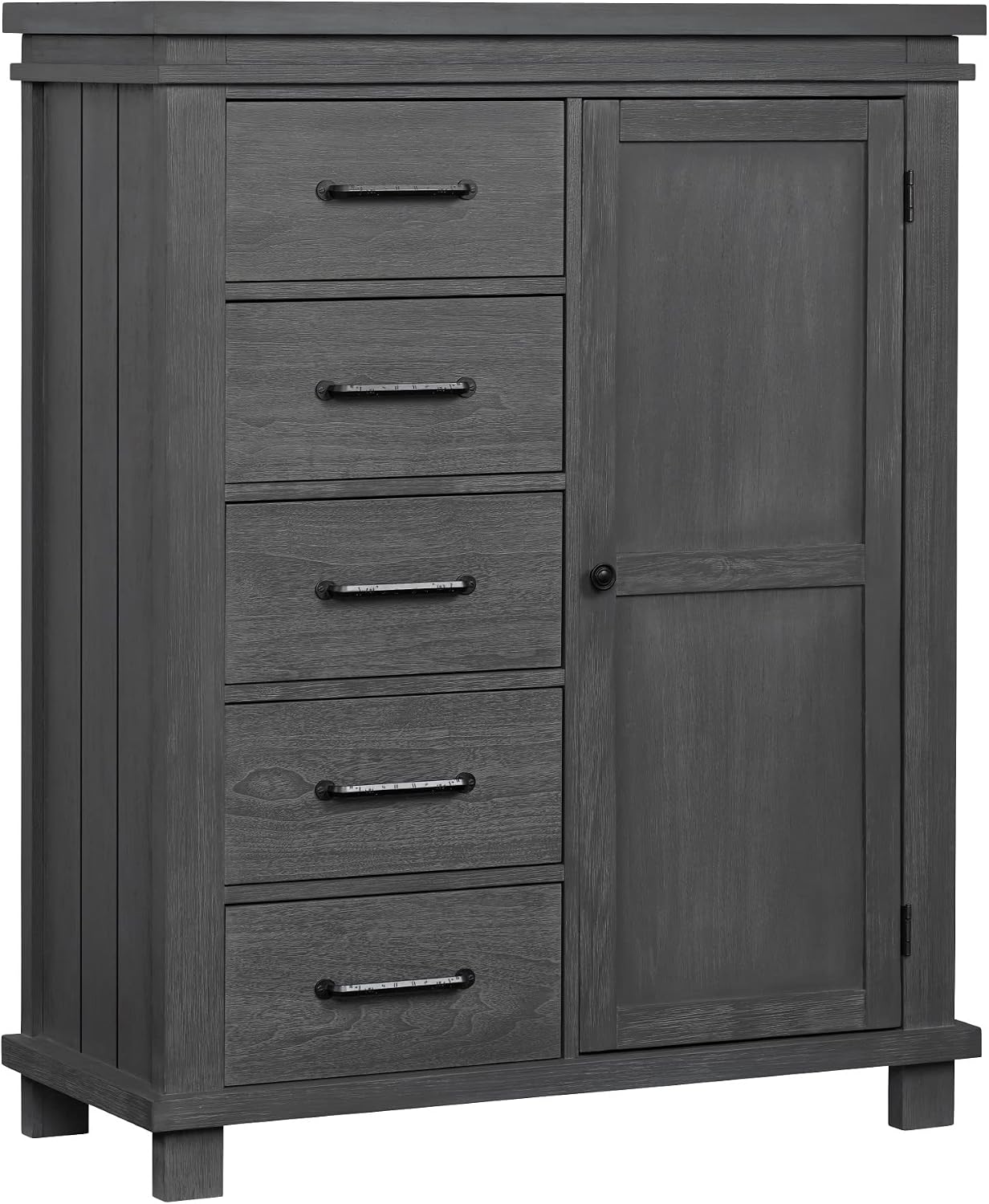 Soho Baby Hampton Premium Soft Closing 5-Drawer Chifferobe with Adjustable Shelves and Hanging Rod, Canyon Gray