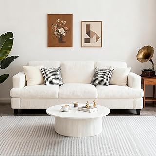 Loveseat Sofa 88" Cloud Couch 3 Seat Love Seat Couch Lamb Fleece Living Room Furniture with Side Pocket and Wide Armrest for Living Room, Bedroom, Office