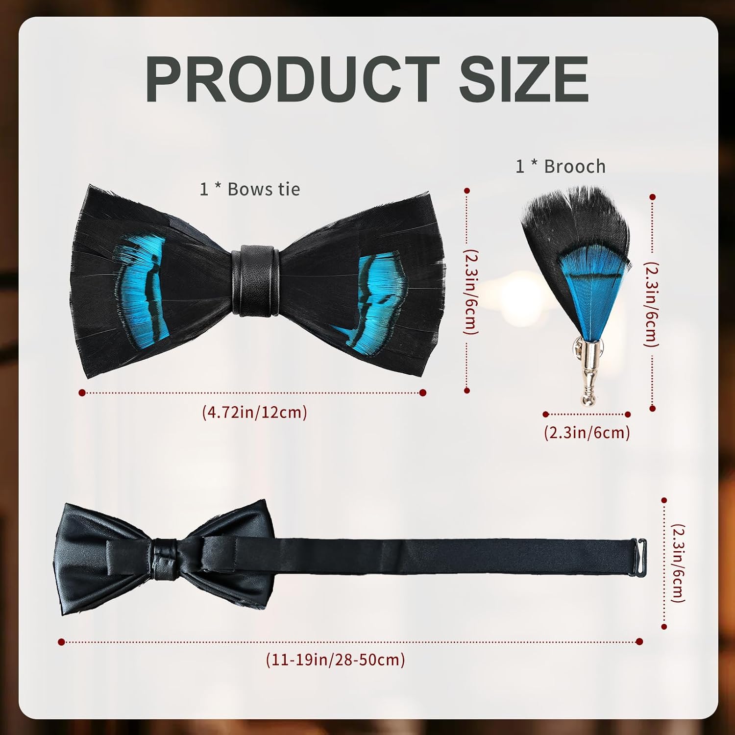 Handcrafted Feathers Bow ties and Brooches for Men Are Perfect for Weddings, Prom，Formal Partyand Refined Occasions