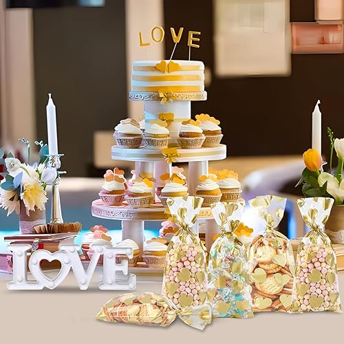 Miniatura 91 de COQOFA 100 bolsas de regalo de estrella rosa de 7 x 12 pulgadas, bolsas de regalo de celofán, bolsas de regalo de fiesta, bolsas de plástico Rosado