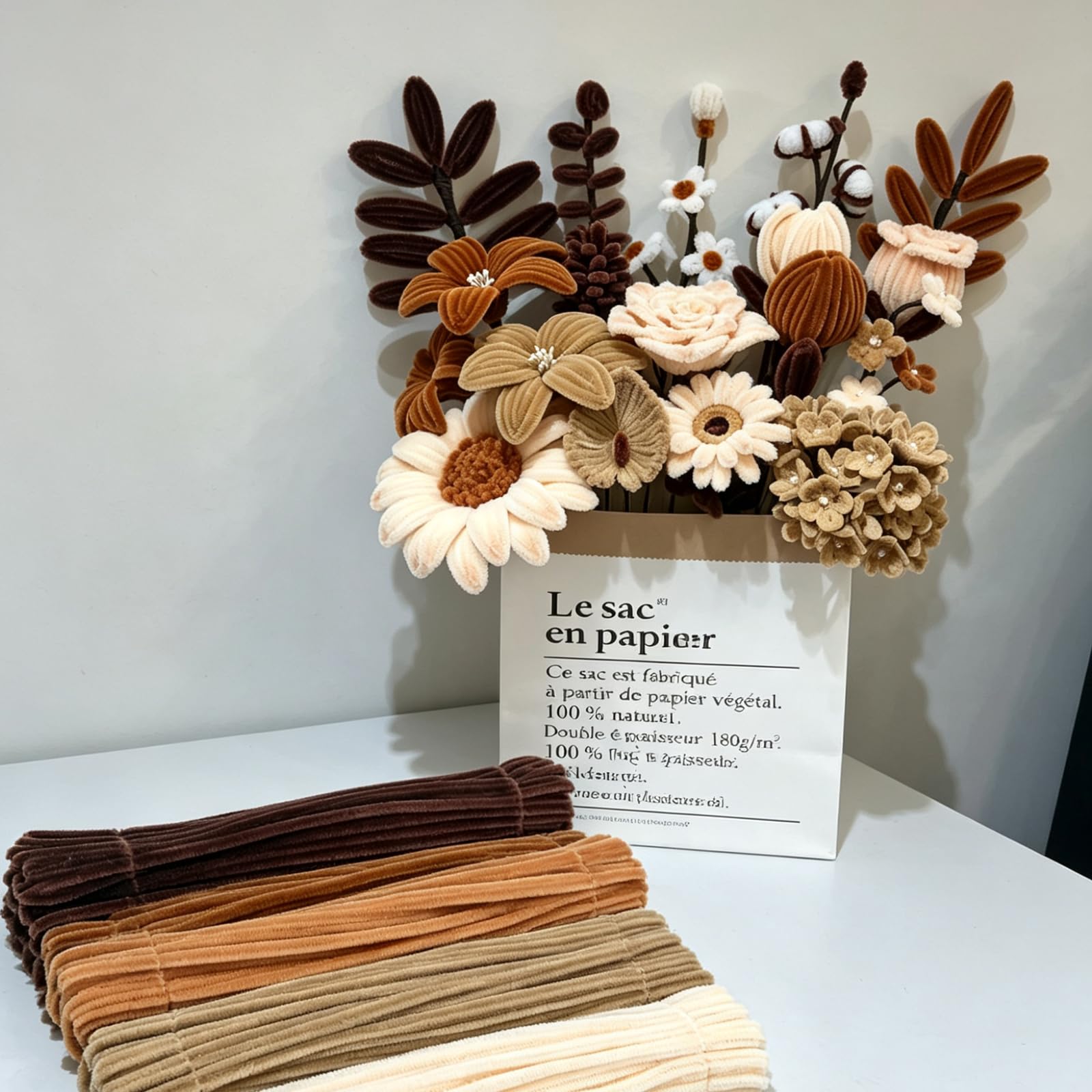 Lot de 500 cure-pipes en chenille pour décoration de Noël, projets artistiques et 5 couleurs assorties