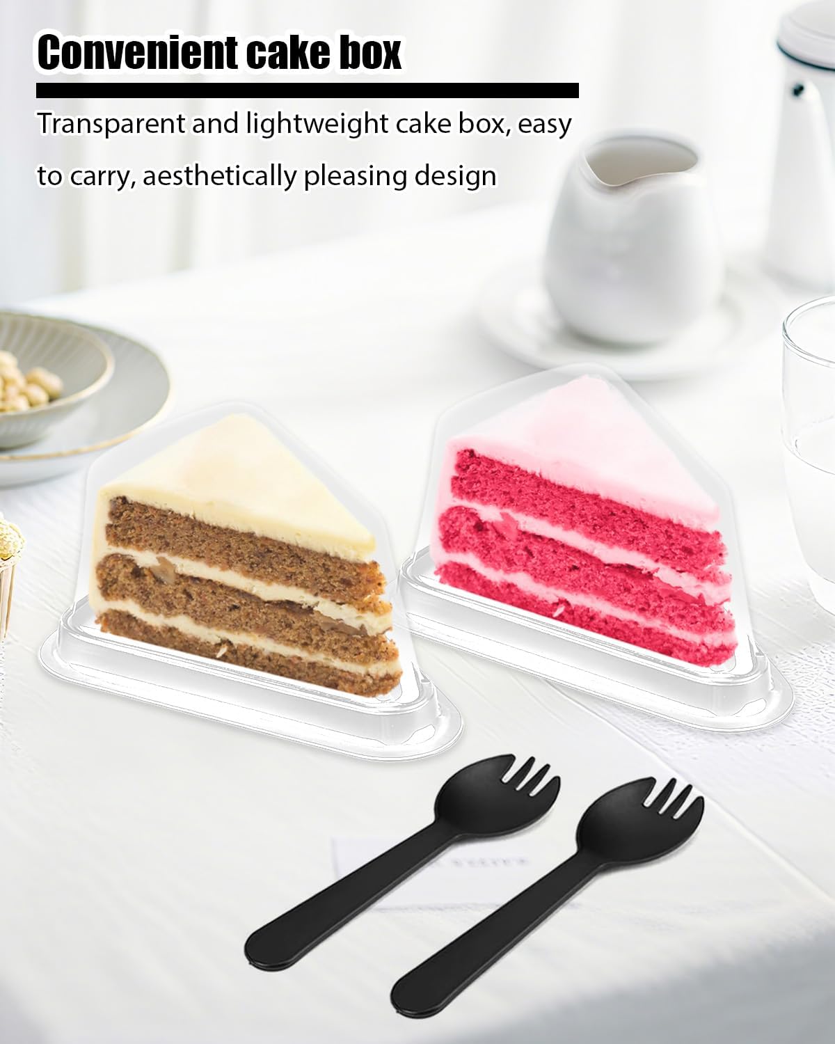 Cake Slice Container, 100 Pack Individual Cake Slice Containers Disposable Cheesecake Containers With Lids For Cake, Tiramisu, Mousse, Dessert (White)