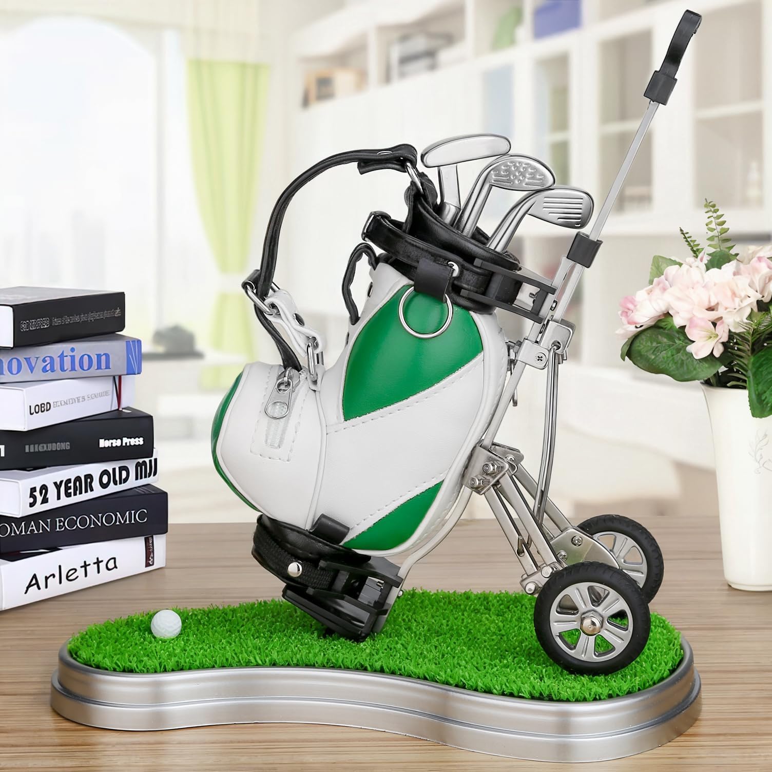 Golf Portapenne 3 Pezzi Club Penne Set Desk Decor Regali Uomini, Verde Bianco