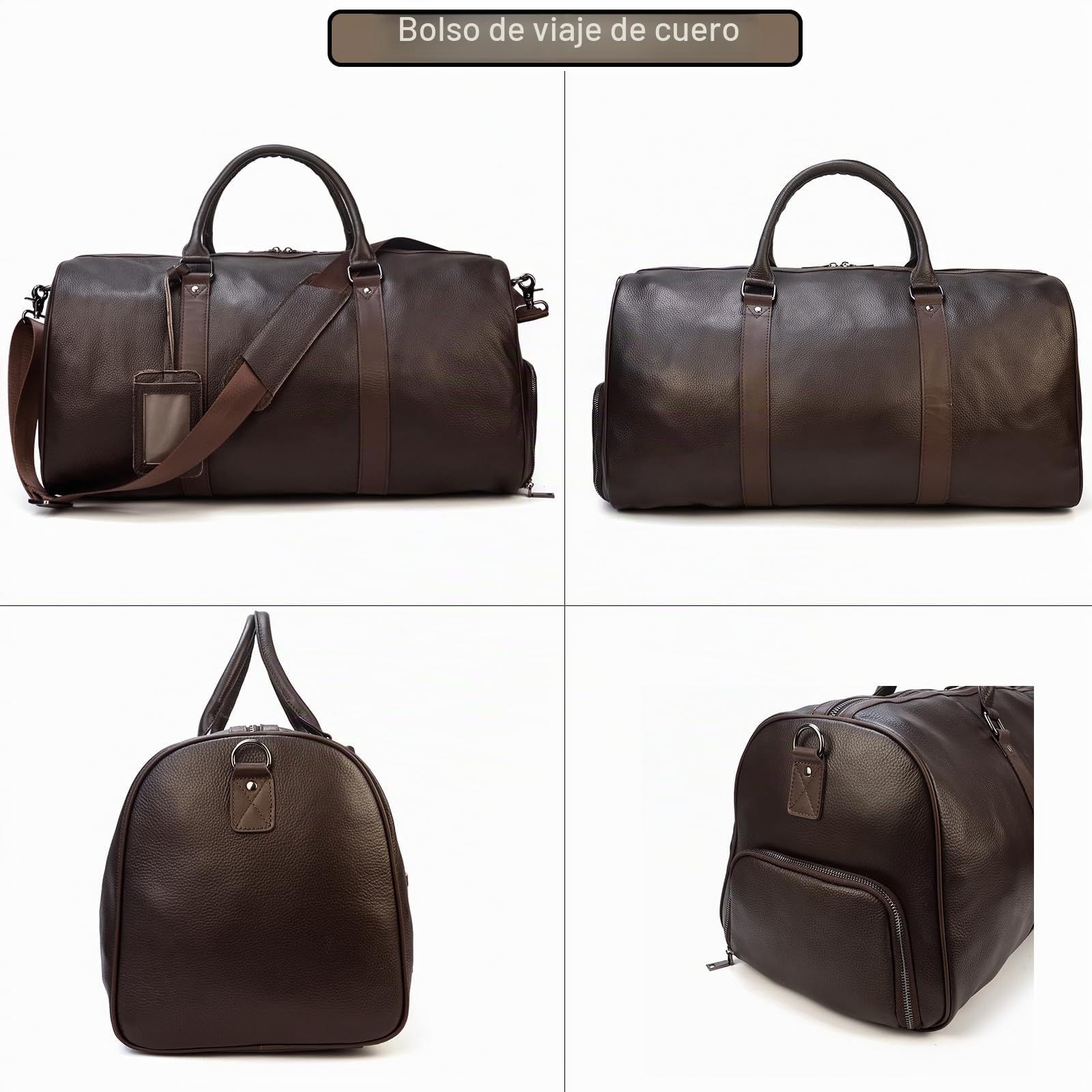 Luufan Unisex Bolsa de Viaje de Cuero Bolsa de Viaje de Fin de Semana de época