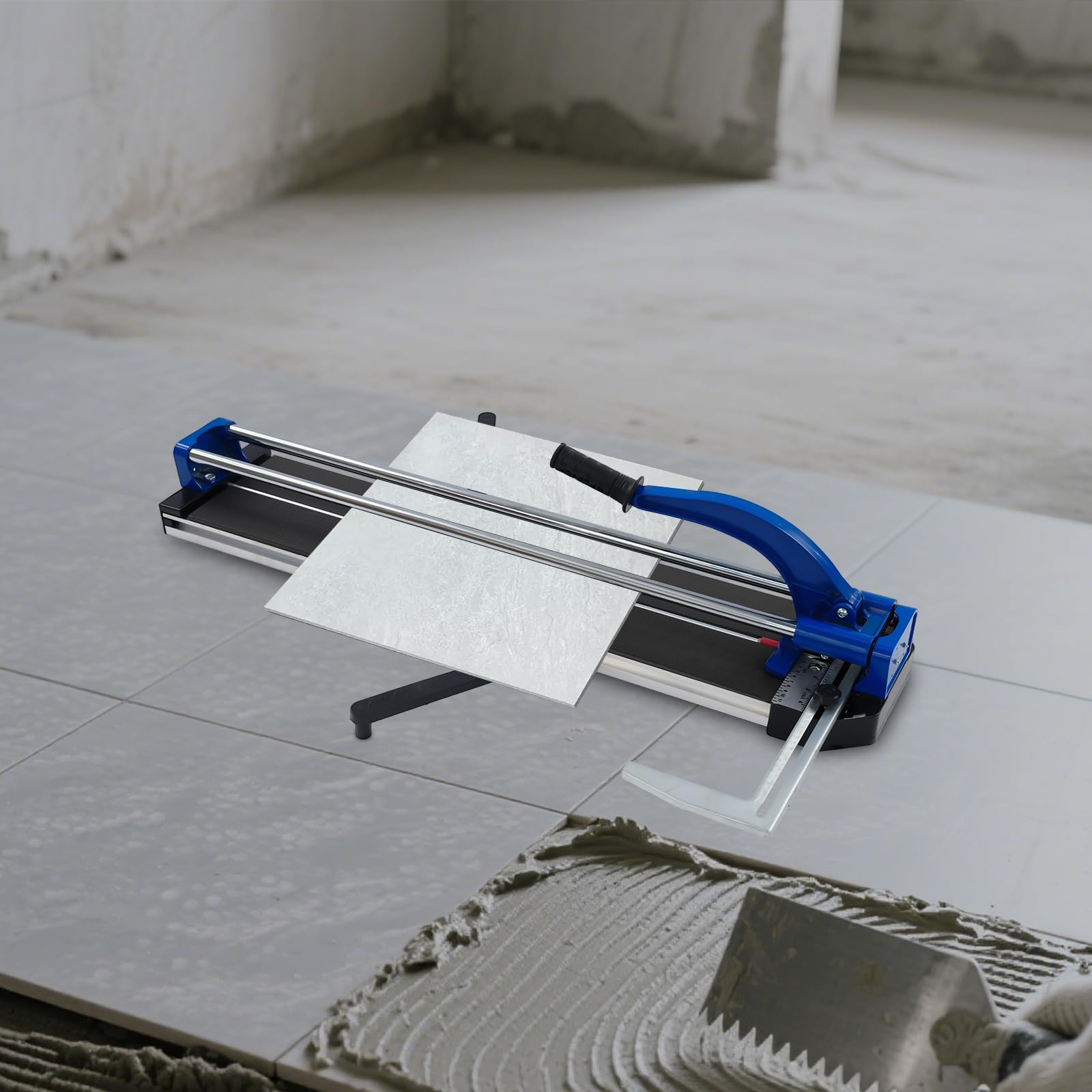 Cortador manual de azulejos con posicionamiento por infrarrojos, rodillo de corte de carburo, doble riel guía y base de aluminio estable, sin polvo ni ruido para cortes precisos