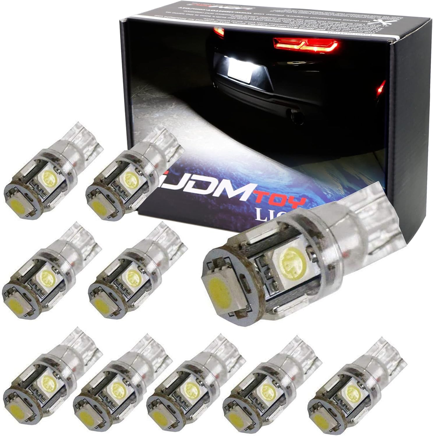 iJDMTOY (10) 5SMD5050 168 194 2825 W5W LED Replacement Bulbs