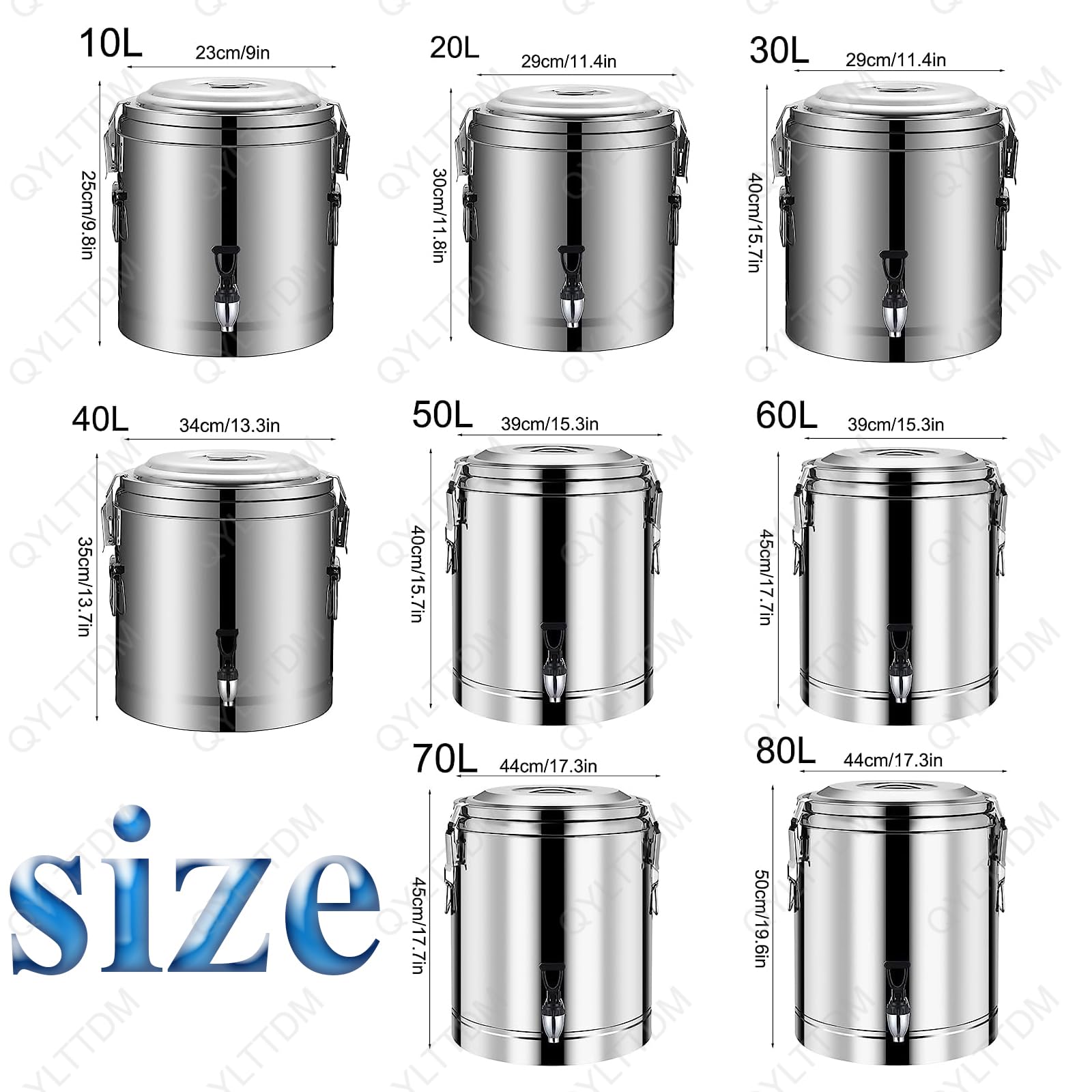 Termo Comercial de Acero Inoxidable para Catering, dispensador de Bebidas isotérmico con Grifo, Recipiente para Bebidas Calientes como Agua, gachas y Sopa.