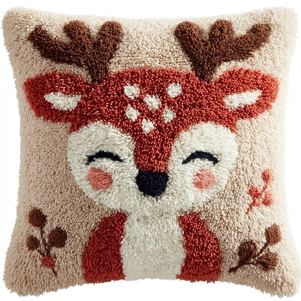 AxiangziK Latch Hook Pillow Kit 17x17in,Cartoon Deer