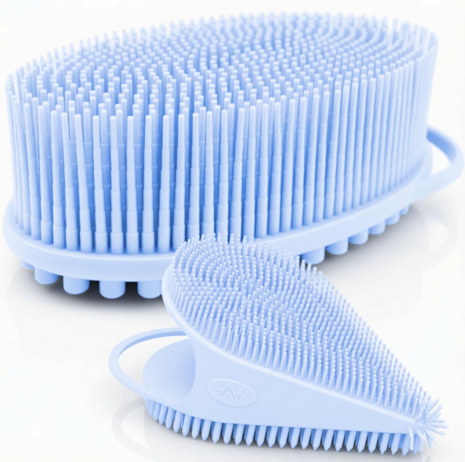 Avilana Premium Body Scrubber and Face Brush Set - Trusted Since 2017 - SGS Certified Silicone 2-in-1 Shower Kit, Dual Sided Gentle Exfoliating Loofah Alternative Sensitive Skin Women Men Gift