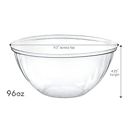 PLASTICPRO Disposable Round Crystal Clear Serving Bowls, Party Snack or Salad Bowl, Plastic Clear Chip Bowls, Party Snack Bowls, Candy Dish, Salad (2, 96 OUNCE)