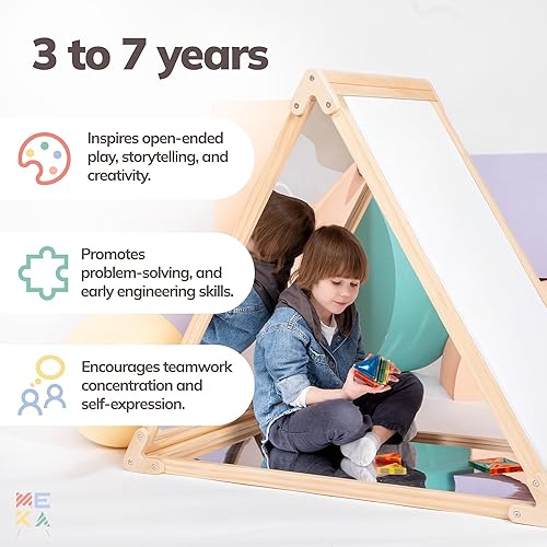 Miniatura 7 de MEKA Espejo triangular 5 en 1, un espacio de aprendizaje multifuncional, cinco formas de jugar, descubrir y crecer. Juguetes sensoriales para bebés,