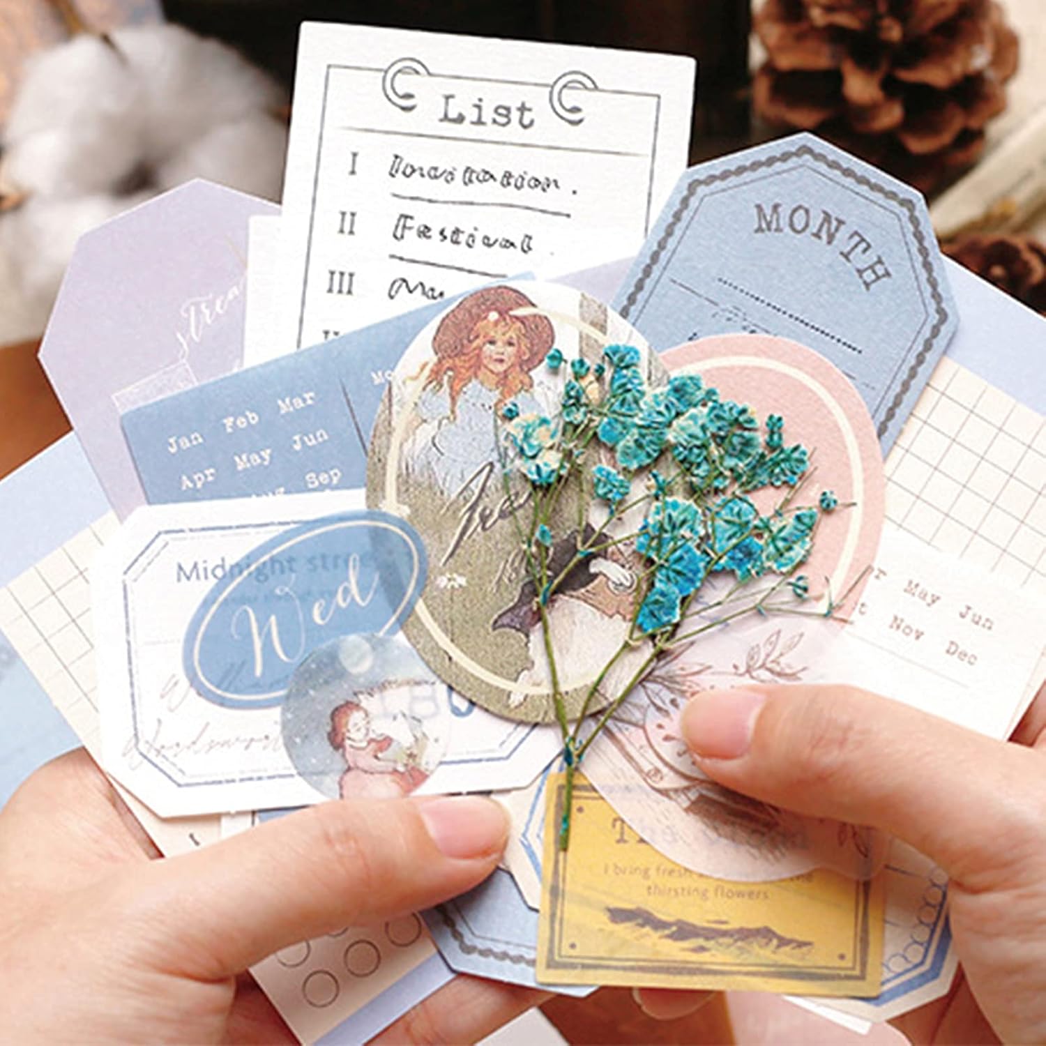 Cenbee 120 PCS Vintage Scrapbook Paper Stickers, Antique in Aged Scrapbook Stamp Stickers, Personal Retro Crafts Parchment Paper Stickers, Journaling Projects and Paper Stationary Collection Supplies