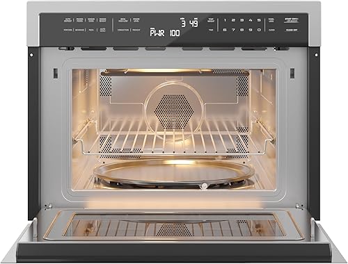 Miniatura 2 de KoolMore Combinación de horno de convección y microondas integrado de 24 pulgadas con asador, puerta de cierre suave, potencia de 1000 vatios,