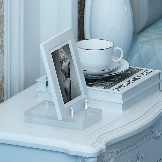 Acrylic Easel Display Stand with Adjustable Silver-Toned Hardware for Pictures, Crystal Clear Acrylic Stand with Floating Appearance for Cookbook, Invitation and Plates, 2-Packs