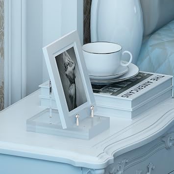 Acrylic Easel Display Stand with Adjustable Silver-Toned Hardware for Pictures, Crystal Clear Acrylic Stand with Floating Appearance for Cookbook, Invitation and Plates, 2-Packs