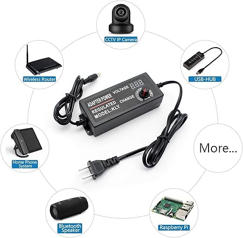 Miniatura 7 de Adaptador de corriente ajustable de 3-24 V, 2 A, fuente de alimentación variable universal de conmutación de 48 W, 100-240 V CA a CC 5 V, 6 V, 9 V,
