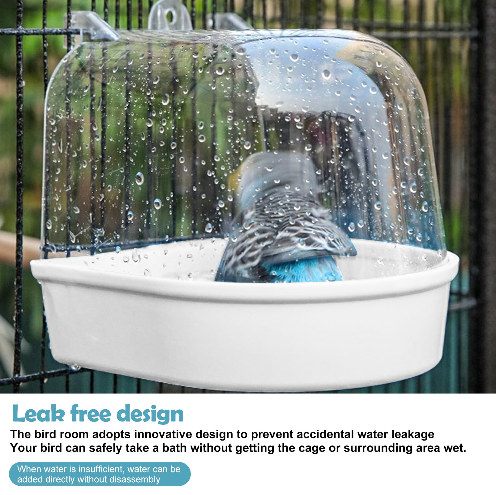 Bain d'oiseau multifonction suspendu : maison de bain pour cage à oiseaux, baignoire pour oiseaux, abreuvoir pour oiseaux, maison bol pour cage, accessoires pour inséparables, perruches,