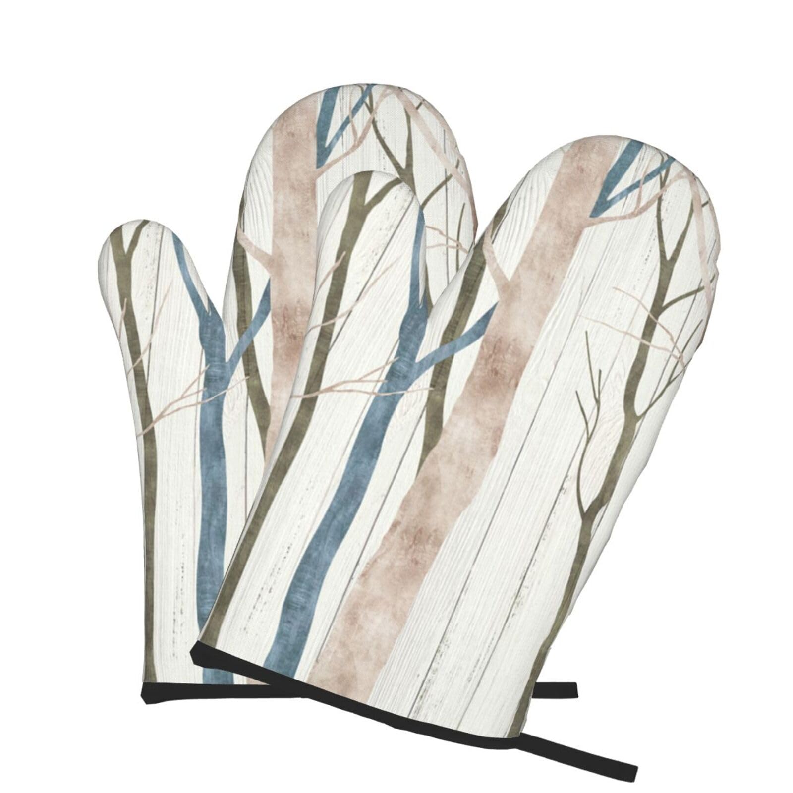 Oven Mitts Set of 2 Pcs, Birch Camouflage Prints Heat Resistant Kitchen Gloves for Cooking Baking Grilling
