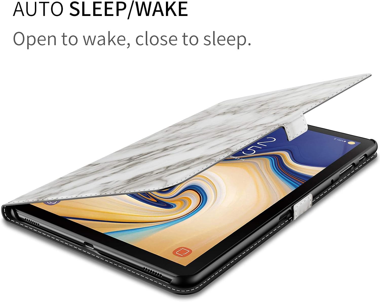 Infiland Samsung Galaxy Tab A 10.5 Case, Multiple Angle Stand Cover Support Auto Wake/Sleep for Samsung Galaxy Tab A 10.5 Inch Model SM-T590/T595/T597 2018 Release, Marble