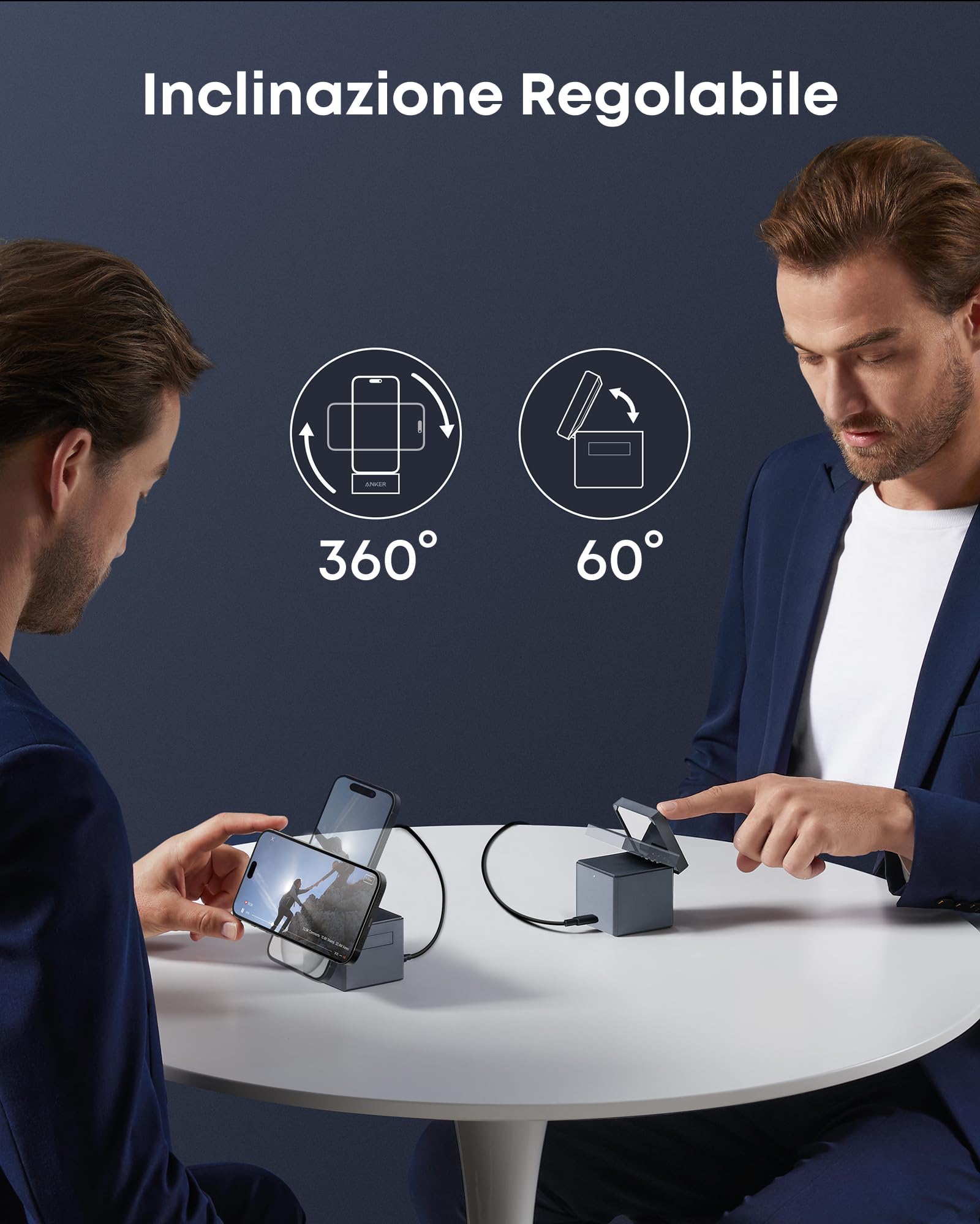Anker MagGo Caricatore Wireless iPhone Cube 3 in 1 con MagSafe 15W, Caric Wireless Richiudibile Ricarica Rapida Max 15W, iPhone 17 Pro Max/Serie 16-12, Apple Watch, AirPods Pro (con Caric USB C 30W)