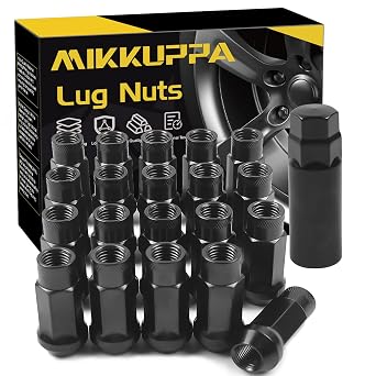 MIKKUPPA 20PCS M12x1.5 Wheel Lug Nuts Open End Bulge Acorn Black Lug Nuts | Replacement for Toyota Camry Corolla RAV4 Honda Accord CRV Civic Ford Escape Fusion Chevy Cruze Malibu Aftermarket Wheels