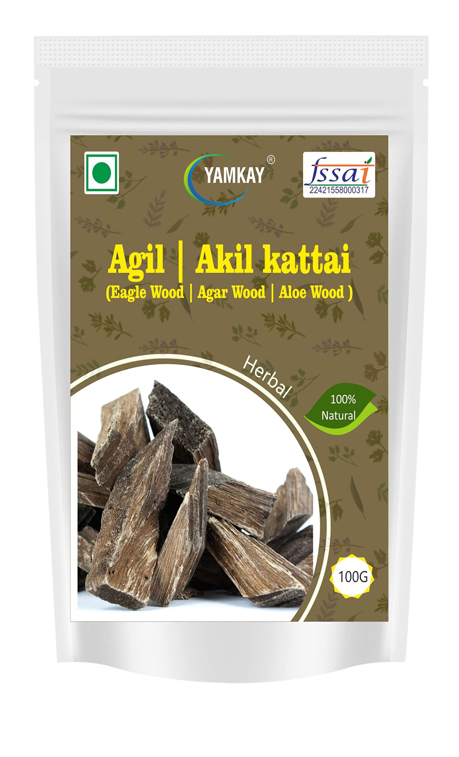 YAMKAY Agil Akil kattai Eagle Wood Agar Wood Aloe Wood Aquilaria Agallocha (100)