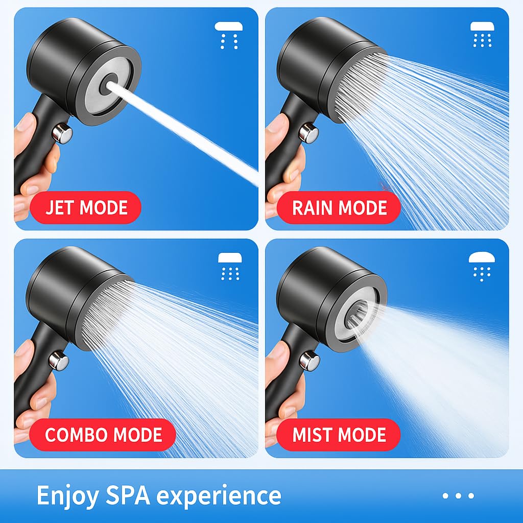 ITEHIL Tragbare Dusche für Camping, Wiederaufladbare Campingdusche mit 4 Sprühmodi, IPX7 Wasserdicht Outdoor Camp Pumpe für Wandern, Reisen, Auto, Haustier