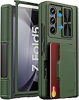 Vista 12 de Funda para Samsung Galaxy Z Fold 5 con tarjetero y cubierta para cámara deslizante, protector de pantalla integrado y protección de bisagra, funda