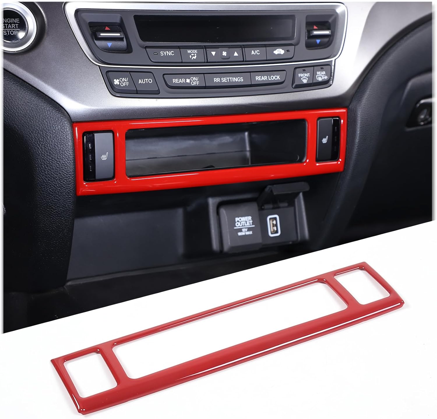 Seat Heating Button Frame Panel Cover Trim Compatible with Honda Pilot 2016-2022, Ridgeline 2017-2023, Passport 2019-2023 Car Seat Heating Button Frame Trim (Carbon Fiber Pattern)