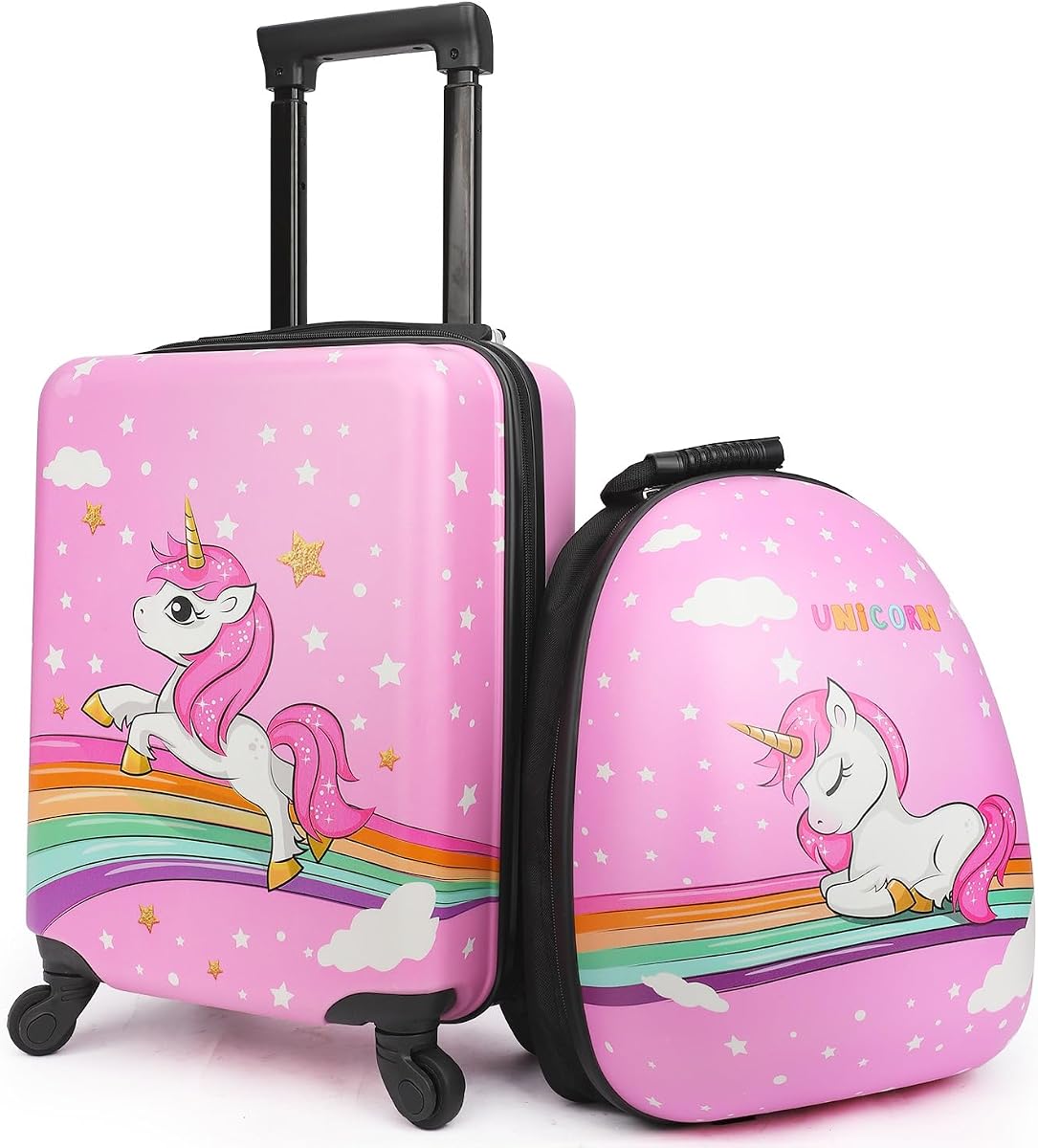 Kids 16-Inch Unicorn Hardside Suitcase & Backpack Set