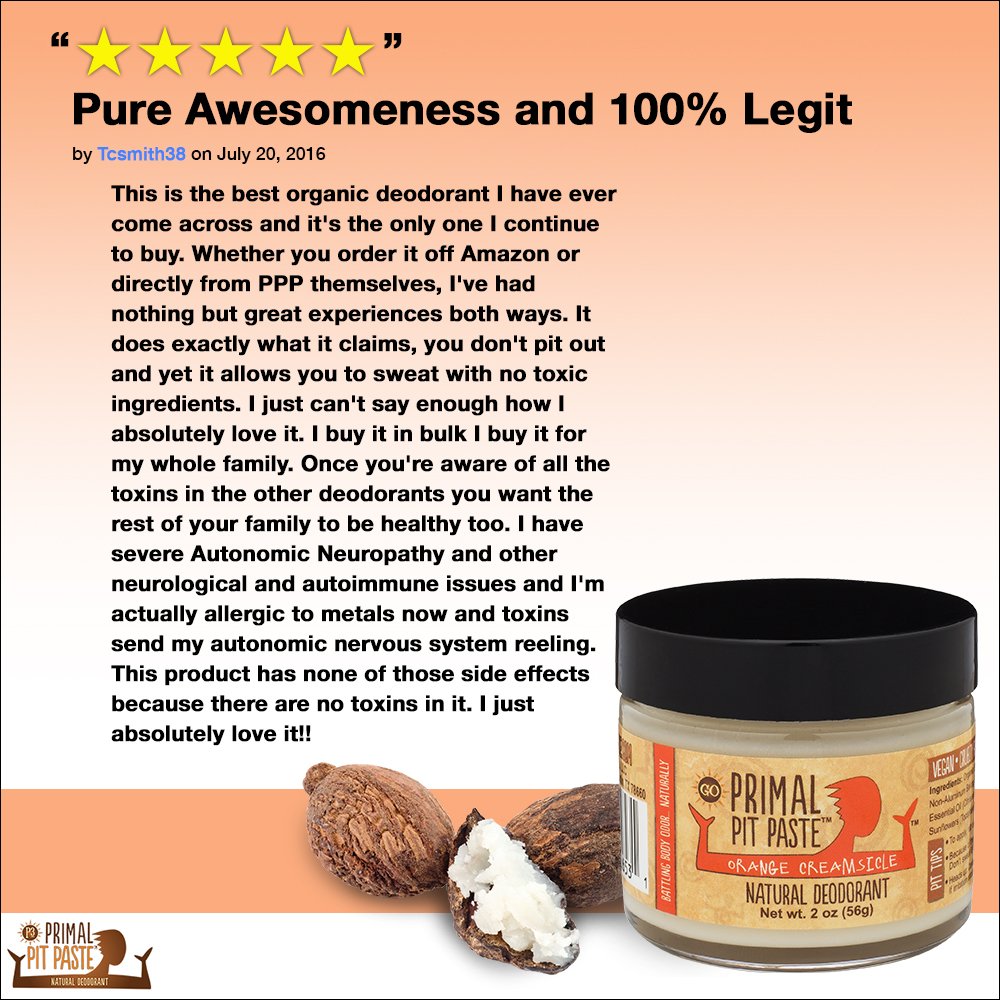PRIMAL PIT PASTE Deodorant Jar Orange Cream, 2 OZ