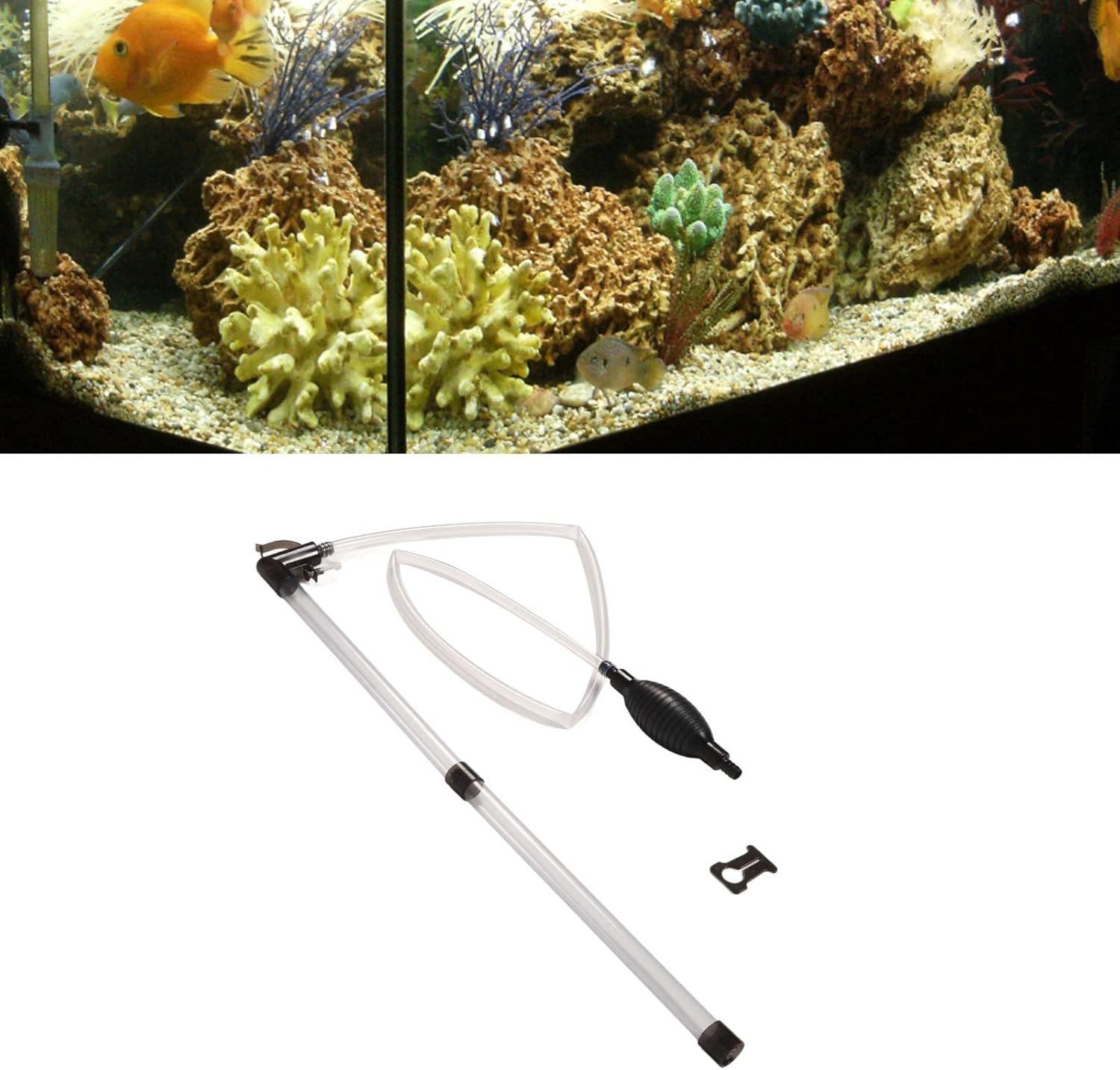 Aquarium Water Changer Manual Mini Fish Tank Siphon, Gravel Vacuum Cleaner for Water Changing and Filter Sand Cleaning, Easy to Use PVC Fish Tank Water Changer with 2 PVC Pipes and