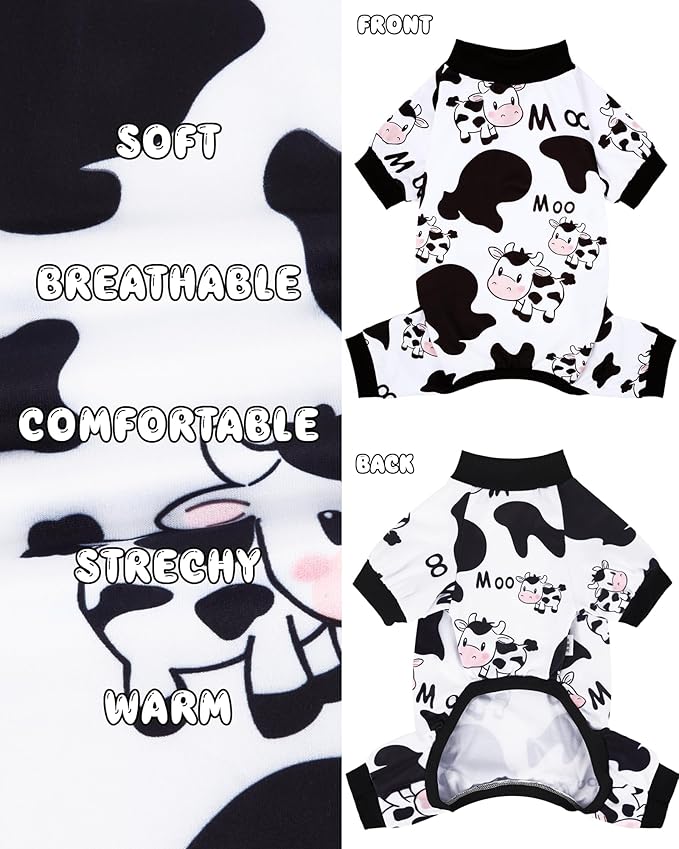 Pijama para Perro XPUDAC Suave y Elástica con Estampado de Vaca miniatura 5