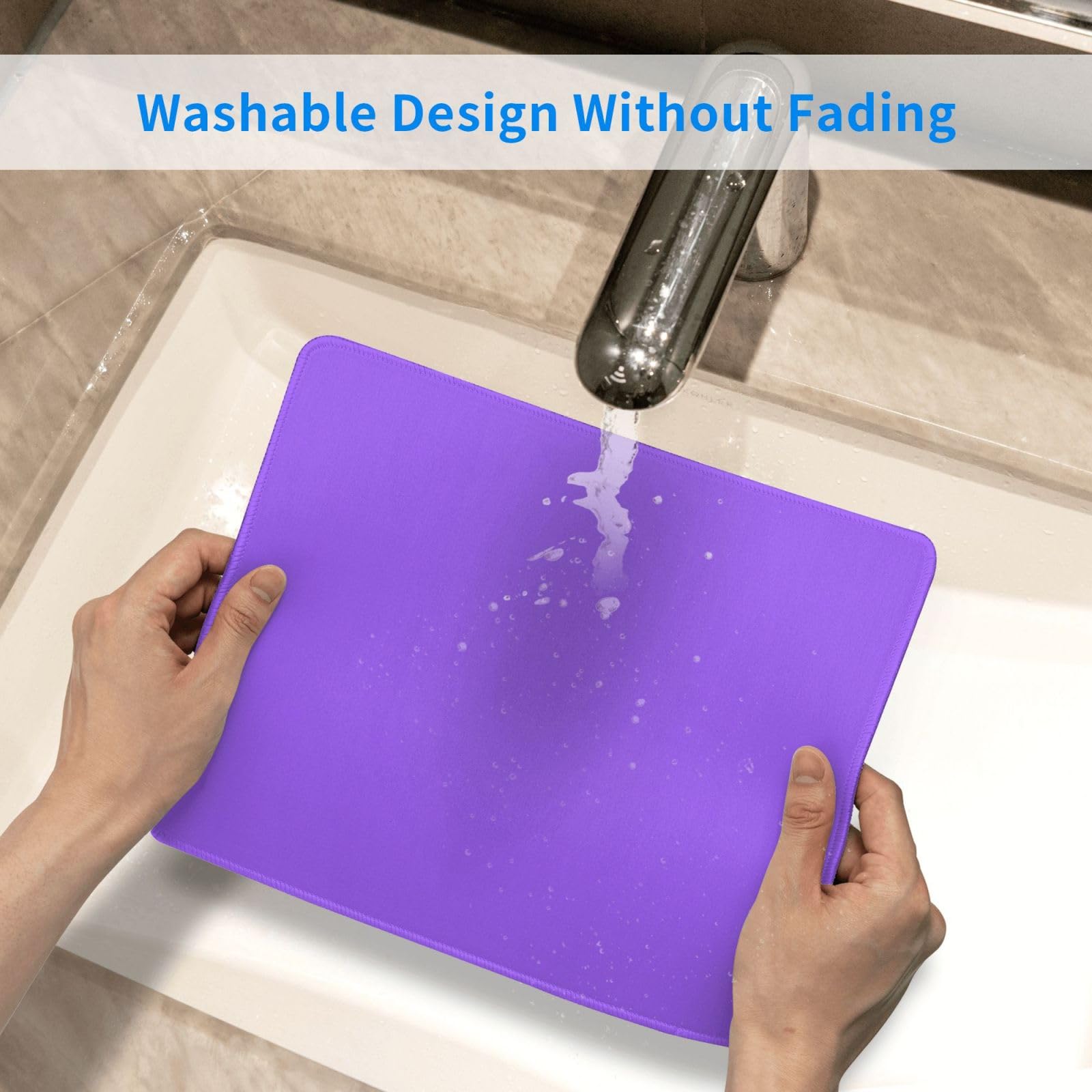 Purple Computer Mouse Pad 8x10 Inch - Non-Slip Rubber Base With Stitched Edges