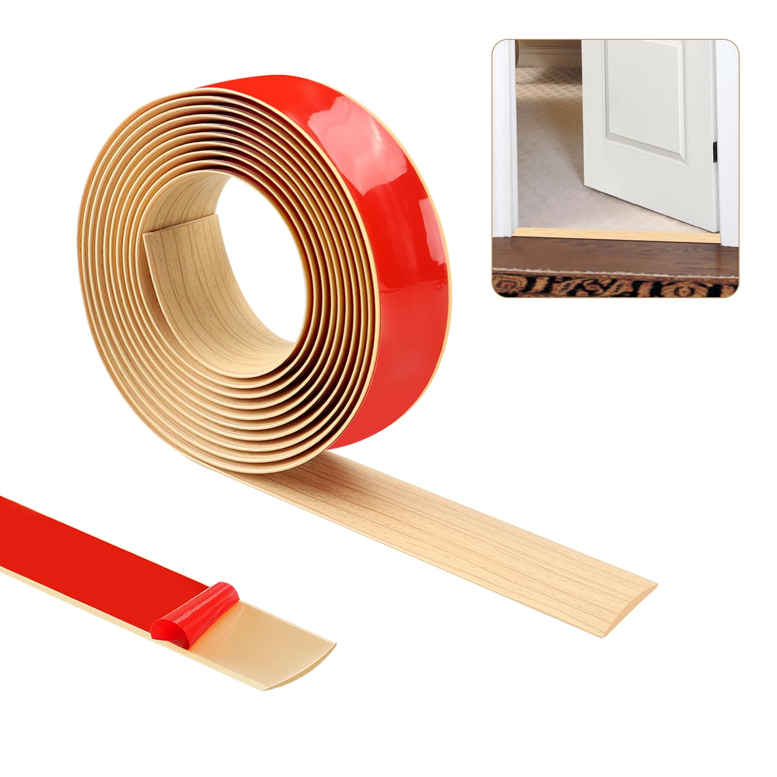 Ztvowto Oak Grain 400Cm×4Cm Threshold Strip,Carpet Door Trim Stripstrips, Floor Transition Strips, Self Adhesive Floor Door Divider Strip, Flat Laminate Profile Flooring Edge Trim Strip(Oak Grain)