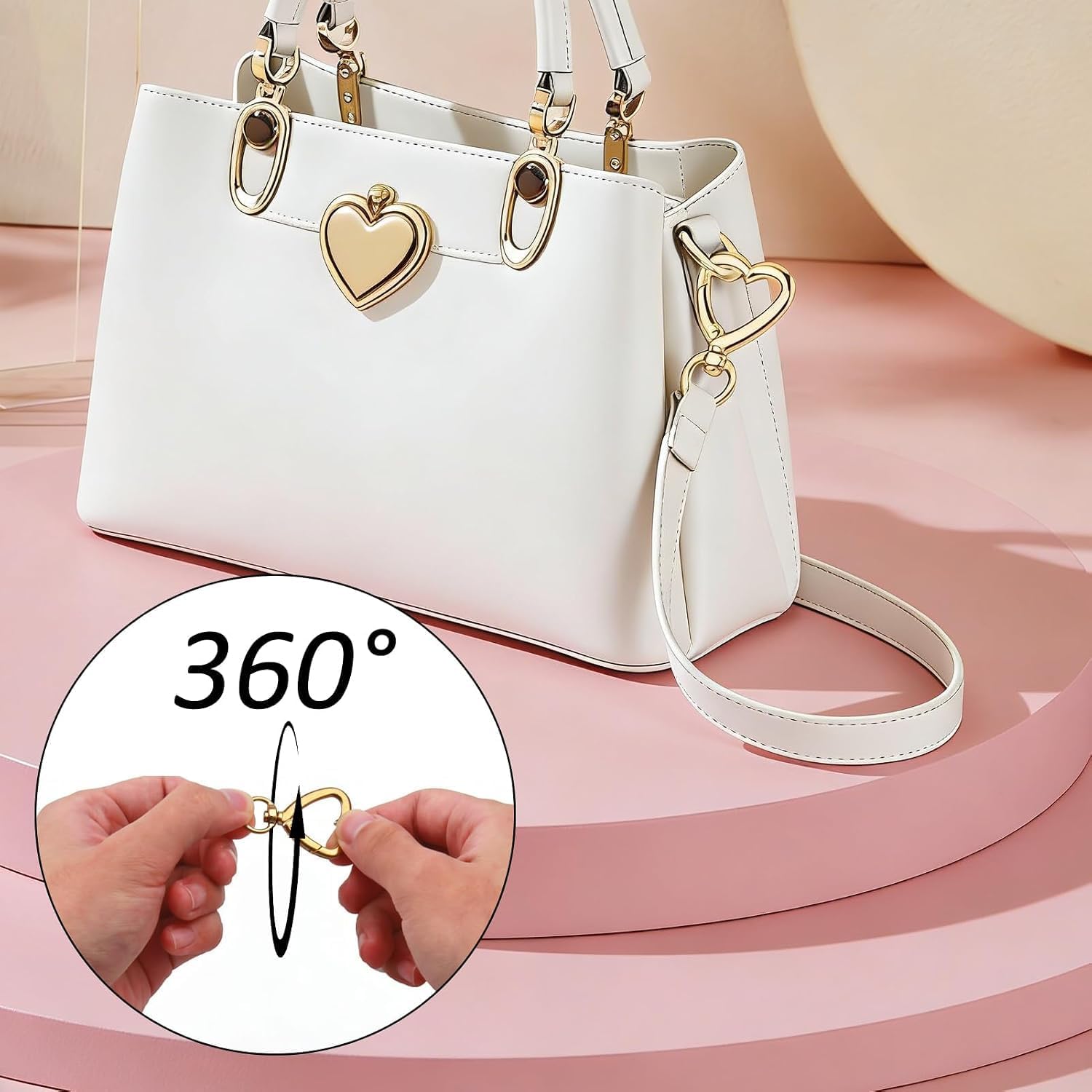 20Pcs Gold Heart Carabiner Clasp for Keys Heart Keychain Clip Hook image 4