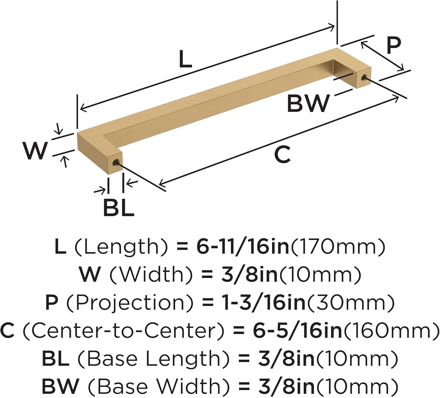 Amerock Monument 6-5/16 inch (160mm) Center-to-Center Champagne Bronze Cabinet Pull - 10 Pack