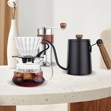 Hand Brewed Coffee Set, Portable Multifunctional Coffee Grinding Hand Brewing Tool Set with Filter Papers, Coffee Brewing Travel Kit for Outdoor, Picnic (Gift Boxed 10pcs)