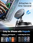 ANDERY Only for iPhone Magsafe Car Mount Charger [15W Fast Wireless Charge, 78+LBS Strong Suction & 2400gf Magnetic] 360° Adjustable Car Phone Holder, Phone Holders for Your Car Dash Accents Accessory