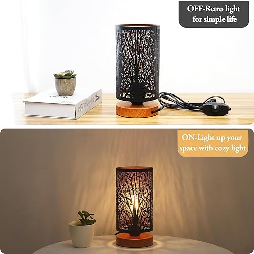 Miniatura 5 de Lámpara de mesa rústica negra para dormitorio, espacio pequeño, casa de campo, lámparas de noche regulables para escritorio de noche, lámpara