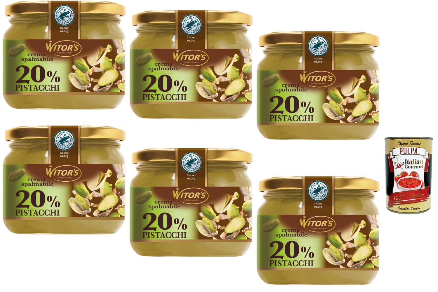 Italian Gourmet - Pistazien-Creme 20% Pistazien 6×220 g | Streichzarter Brotaufstrich für Frühstück, Desserts, Backen & Füllungen | Intensiver Pistaziengeschmack, cremige + Italian Gourmet Polpa