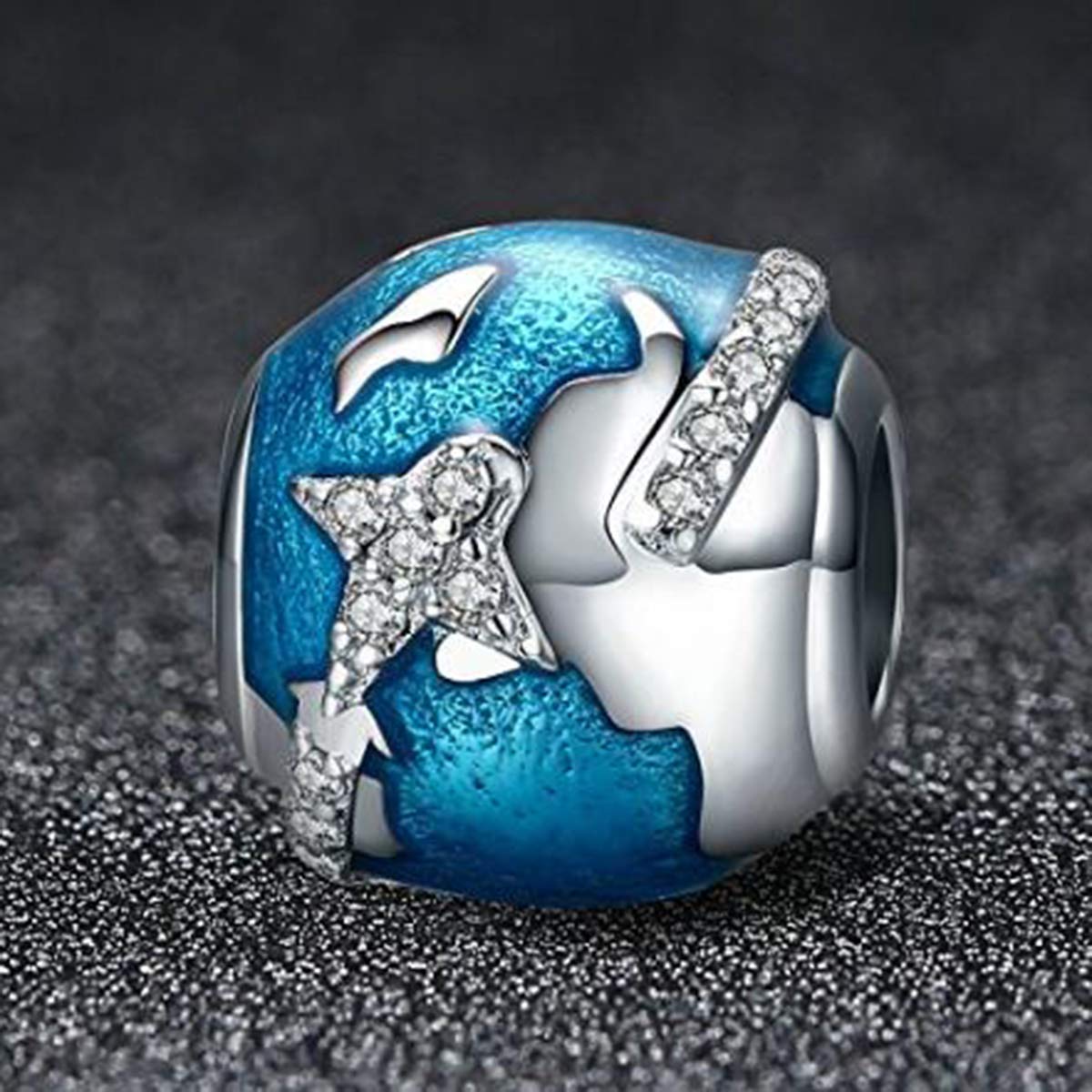 XJBTBA Kocham podróżować Koraliki Charms do bransoletek 925 srebro Latający świat Globe Koraliki Rocznica Urodziny Charm dla bransoletek Pandora