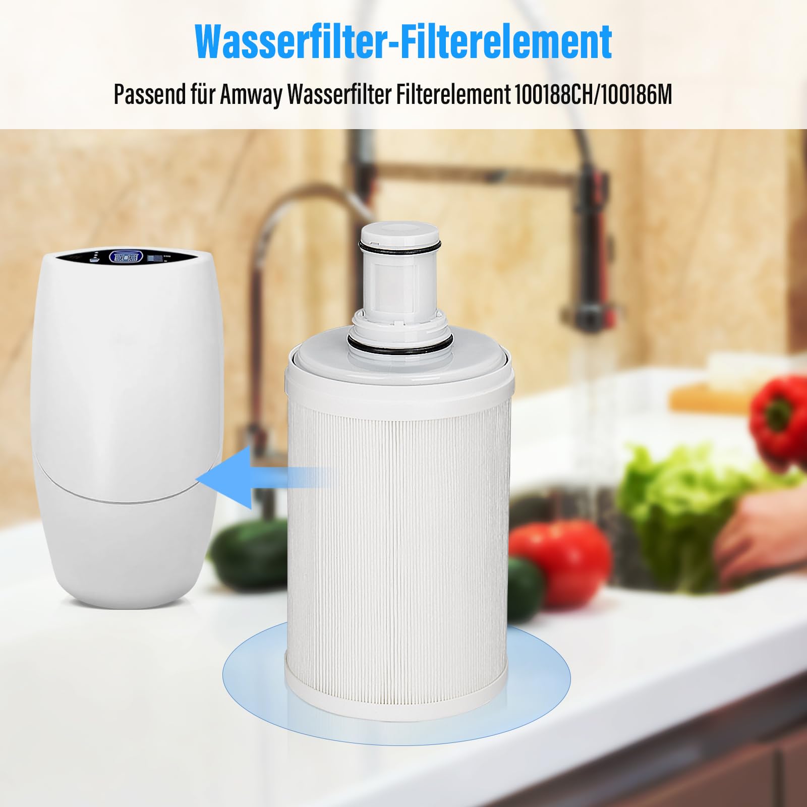 Wasserfilter Kompatibel mit Amway espring 100186M/100188CH, Wasserfilter Kartusche, HEPA Aktivkohle-Filtration, Ersatz Wasserfilter, Entfernt Gerüche, Verbessert den Geschmack von Leitungswasser