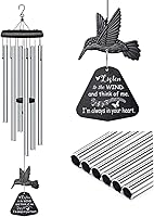 Vista 8 de Campanillas de viento de condolencias con hilandero de viento de colibrí, campanillas de viento conmemorativas para la pérdida de un ser querido