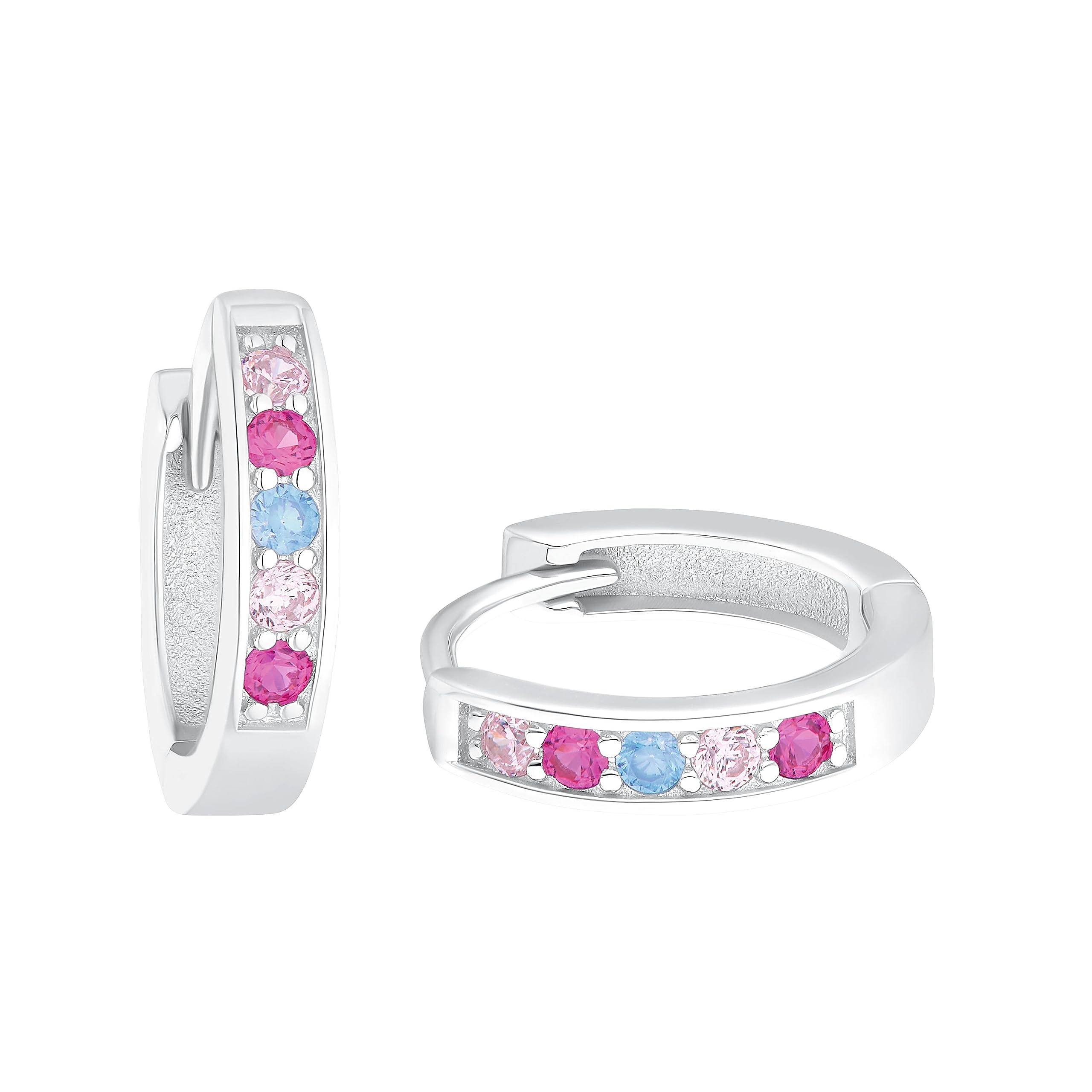 Amor hoop earrings 925 Sterling silver girls' children's earrings, with zirconia synth., 1.2 cm, silver, comes in jewelry gift box